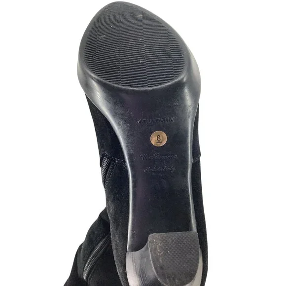 Aquatalia Black Suede Knee-High Boots 3-Inch Heels & Studded Back Detail Size 6 - Picture 7 of 7